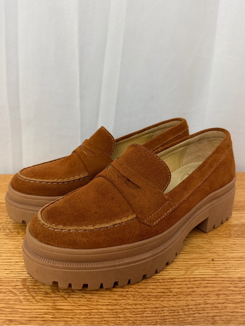 Portland Leather Patina Tan Suede Zoe Chunky Loafer Womens Size 7